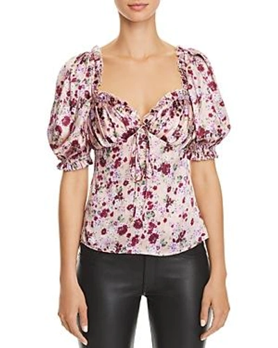 Shop Ronny Kobo Daisha Floral Top In Dusty Rose