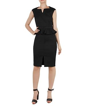 Ted Baker Ted Working Title Textured Peplum Dress In Black | ModeSens