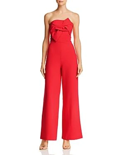 Shop Do And Be Strapless Bow-front Jumpsuit In Red