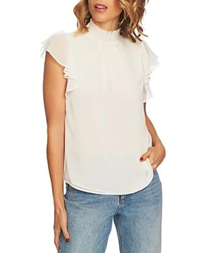 Shop 1.state Smocked Flutter-sleeve Top In Soft Ecru