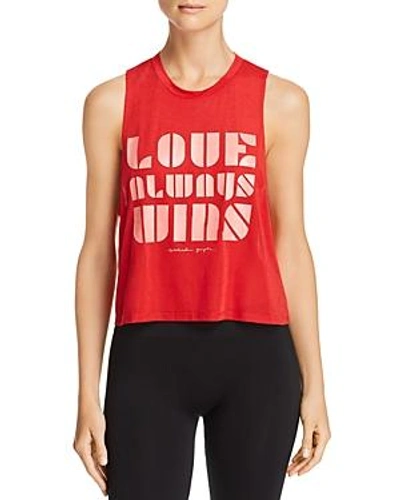Shop Spiritual Gangster Love Always Wins Cropped Muscle Tank In Love Red