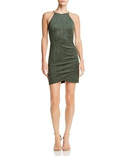 Shop Aqua Ruched Faux Suede Dress - 100% Exclusive In Forest Green
