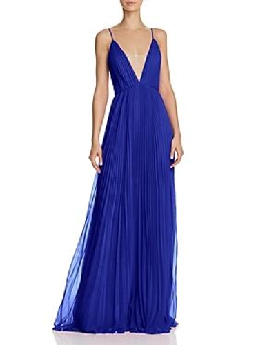 Shop Jill Stuart Pleated Deep-v Gown In Cobalt