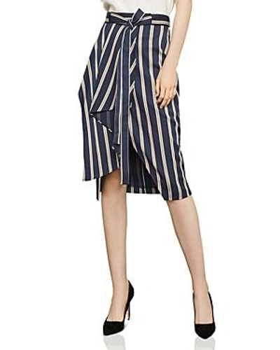 Shop Bcbgmaxazria Striped Asymmetric Skirt In Pacific Blue Multi