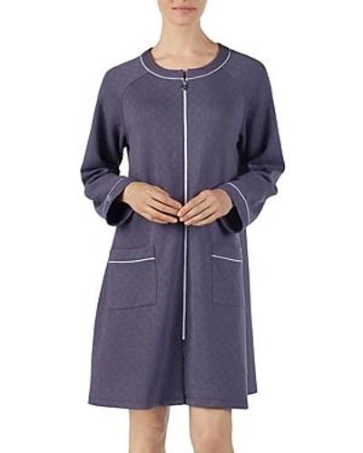 Shop Eileen West Short Matelasse Zip Robe In Dark Gray