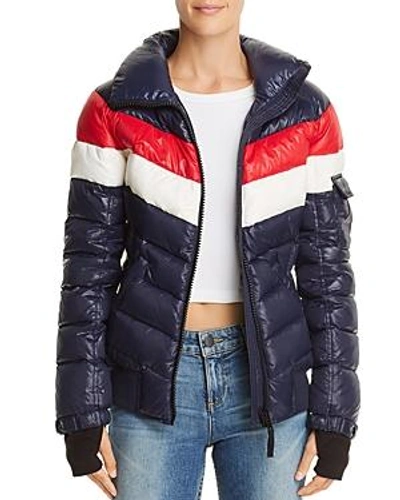 Shop Aqua Retro Puffer Jacket - 100% Exclusive In Navy/red/white