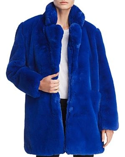 Shop Apparis Sophie Faux Fur Coat In Cobalt