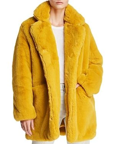 Shop Apparis Sophie Faux Fur Coat In Mustard