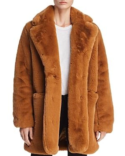 Shop Apparis Sophie Faux Fur Coat In Chestnut