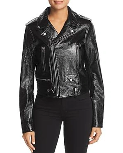 Shop Elie Tahari Jacalyn Leather Moto Jacket In Black