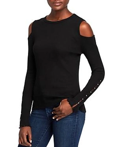 Shop Current Elliott Current/elliott The Going Steady Cold-shoulder Top In Caviar