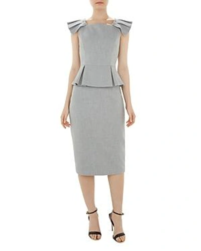 Shop Ted Baker Daizid Pleat Detail Peplum Dress In Gray