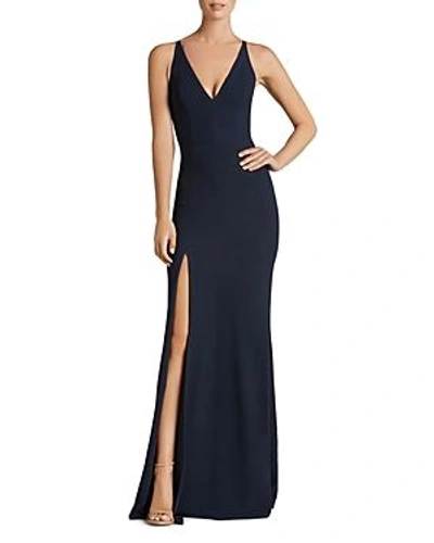 Shop Dress The Population Iris Plunging Mermaid Gown In Midnight Blue