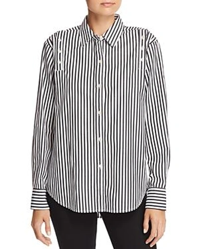 Shop Current Elliott Current/elliott The Loretta Striped Shirt In Black/white Stripe