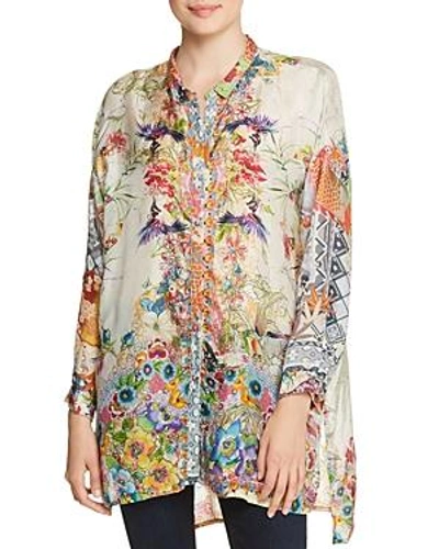 Shop Johnny Was Leilani Printed Silk Blouse In Multi