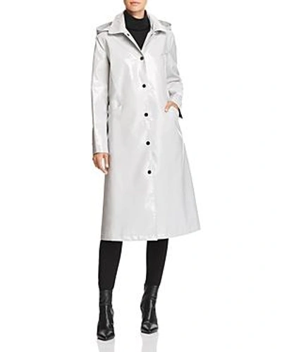 Shop Jane Post Long Snap Slicker Raincoat In Ash