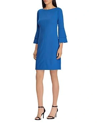 Shop Ralph Lauren Lauren  Bell-sleeve Crepe Dress In Porter Blue