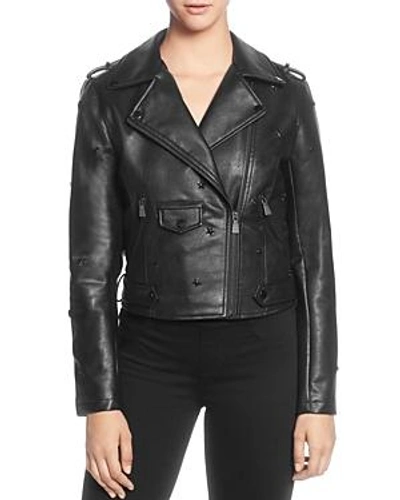 Shop Catherine Catherine Malandrino Star-studded Moto Jacket In Black