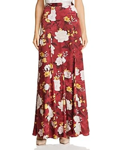 Shop Alice And Olivia Alice + Olivia Athena Silk Maxi Skirt In Water Lotus Bordeaux