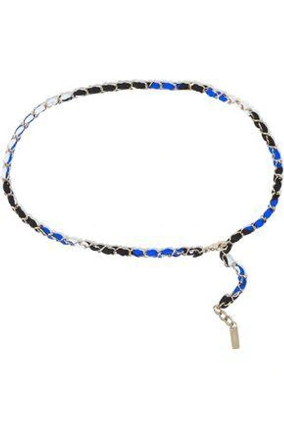 Shop Emilio Pucci Woman Gold-tone Printed Jersey Belt Royal Blue