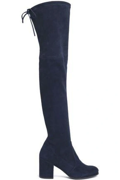 Shop Stuart Weitzman Suede Over-the-knee Boots In Navy