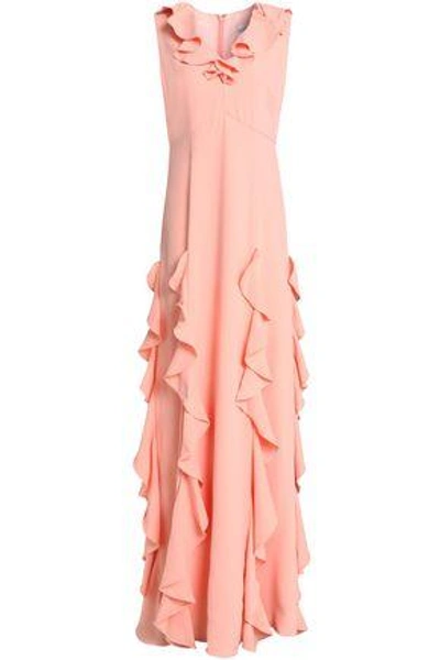 Shop Mikael Aghal Woman Ruffled Crepe Gown Peach