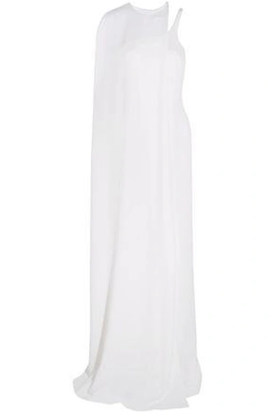 Shop Stella Mccartney Woman Mirabella Cape-back Stretch-cady Gown White