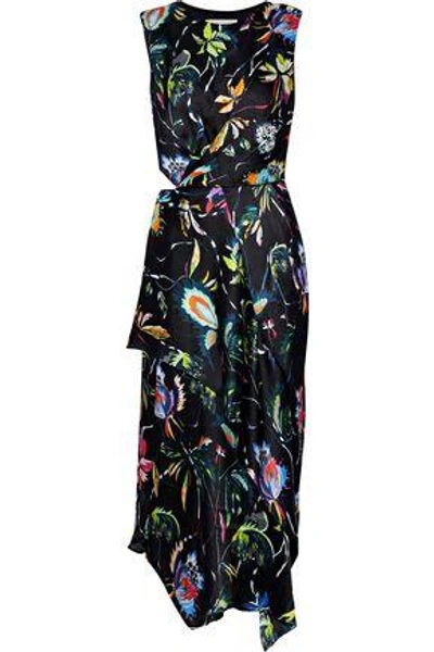 Shop Jason Wu Woman Asymmetric Cutout Floral-print Silk-georgette Dress Black