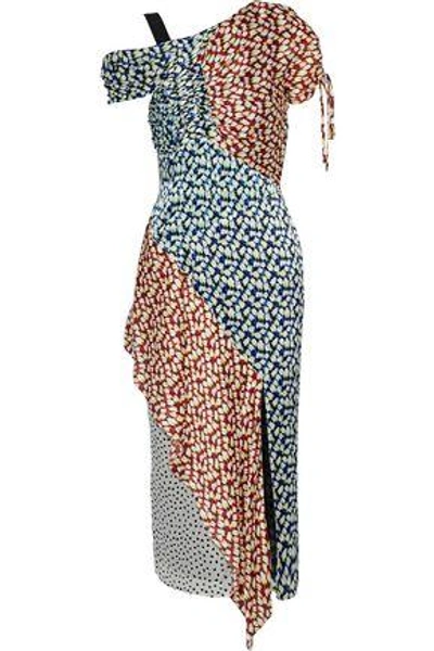 Shop Jason Wu Woman Asymmetric Paneled Printed Silk-georgette Dress Multicolor
