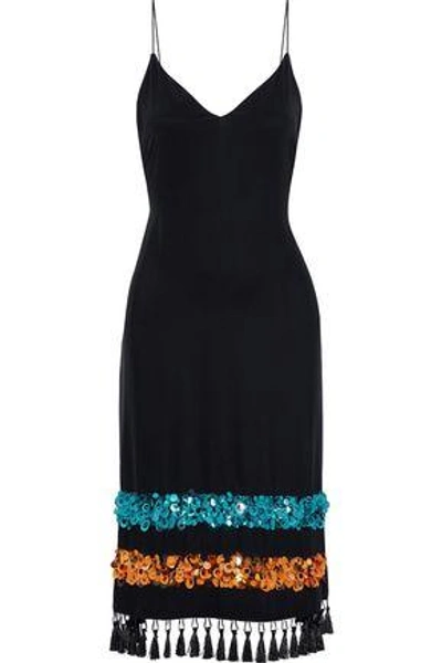 Shop Sachin & Babi Woman Boshorus Embellished Silk Slip Dress Black