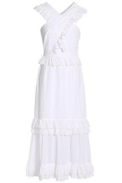 Shop Alice Mccall Woman Ruffled Broderie Anglaise Cotton Midi Dress White