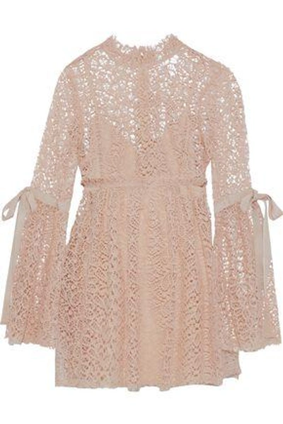 Shop Alice Mccall Woman Back To You Tulle-trimmed Guipure Lace Mini Dress Blush