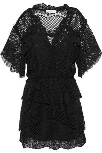 Shop Iro Woman Penny Cotton-blend Lace Mini Dress Black