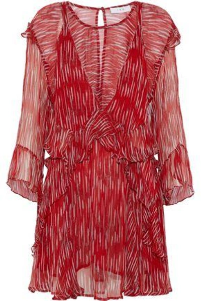 Shop Iro Woman Canyon Layered Printed Georgette Mini Dress Red