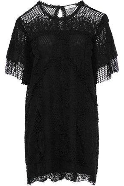 Shop Iro Pike Cotton-blend Lace Mini Dress In Black