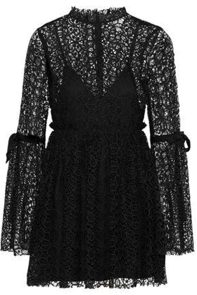 Shop Alice Mccall Woman Back To You Tulle-trimmed Guipure Lace Mini Dress Black