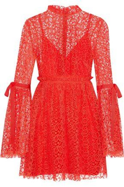 Shop Alice Mccall Woman Back To You Tulle-trimmed Guipure Lace Mini Dress Tomato Red