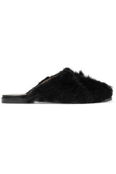 Shop Atp Atelier Shearling Slippers In Black