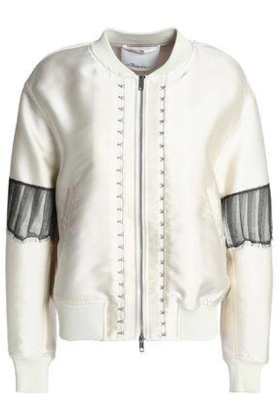 Shop 3.1 Phillip Lim / フィリップ リム Woman Lace-trimmed Duchesse Satin Bomber Jacket Ivory