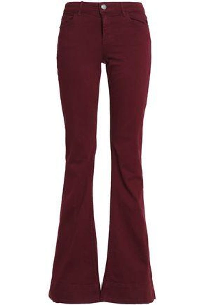 Shop Alice And Olivia Woman Mid-rise Flared Jeans Burgundy