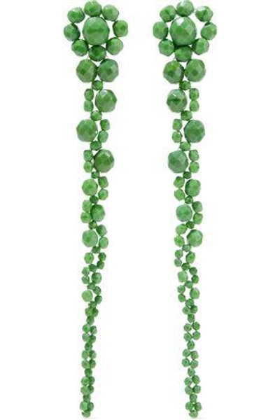 Shop Ben-amun Beaded Silver-tone Earrings In Green