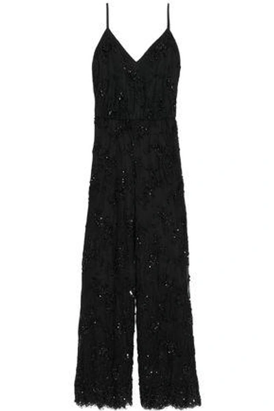 Shop Alice And Olivia Oakley Embellished Tulle Jumpsuit In Black