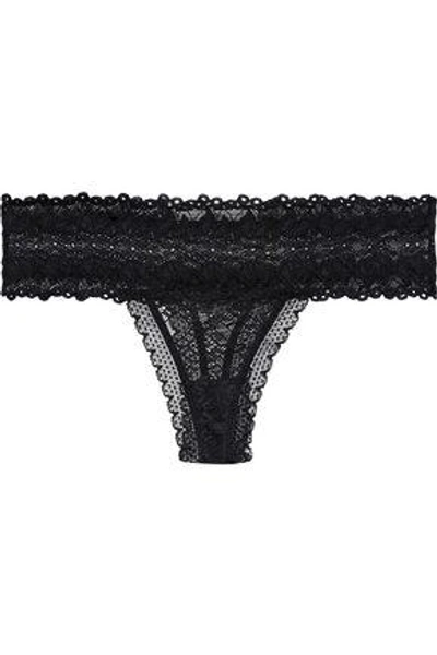 Shop Stella Mccartney Woman Jasmine Inspiring Lace Mid-rise Thong Black