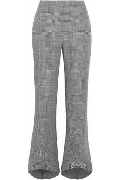 Shop Antonio Berardi Woman Cropped Prince Of Wales Checked Wool-blend Flared Pants Black