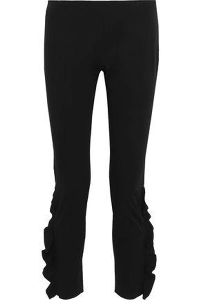 Shop Iro Woman Fholan Ruffled Ponte Slim-leg Pants Black