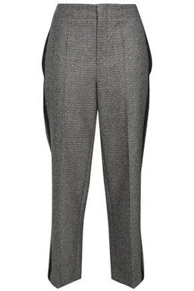 Shop Brunello Cucinelli Woman Cropped Houndstooth Wool Straight-leg Pants Anthracite