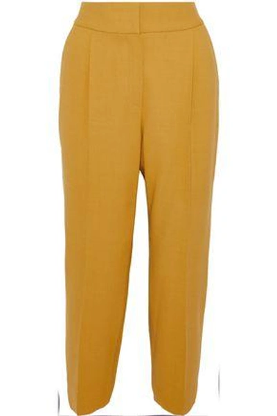 Shop Brunello Cucinelli Woman Wool-blend Twill Straight-leg Pants Marigold