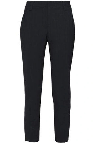 Shop Brunello Cucinelli Woman Cropped Wool-blend Tapered Pants Black