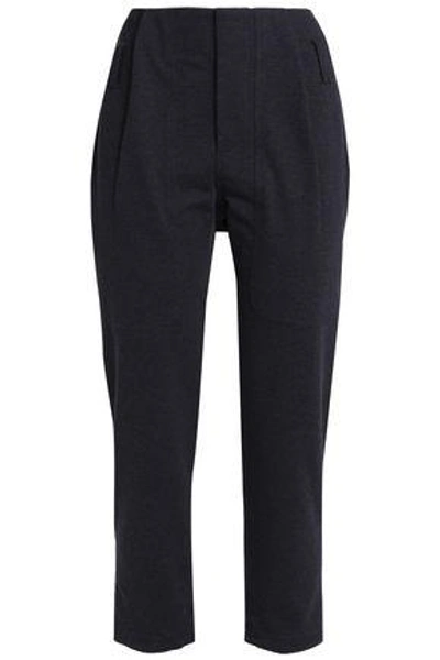 Shop Brunello Cucinelli Woman Cropped Cotton-blend Tapered Pants Black