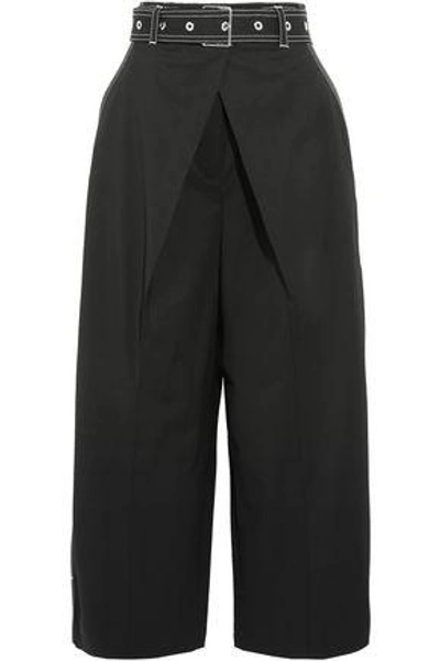 Shop Proenza Schouler Woman Cropped Wool-blend Twill Wide-leg Pants Black